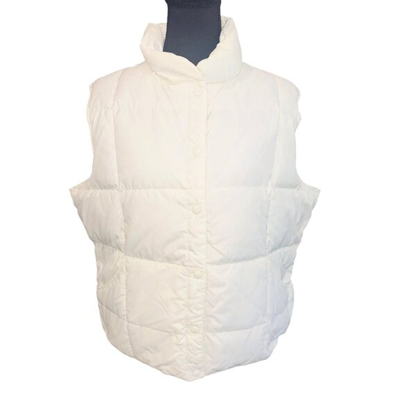 Lands' End Ivory White Goose Down Quilted Puffer Vest Travel Packable Outdoor XL - Picture 1 of 9